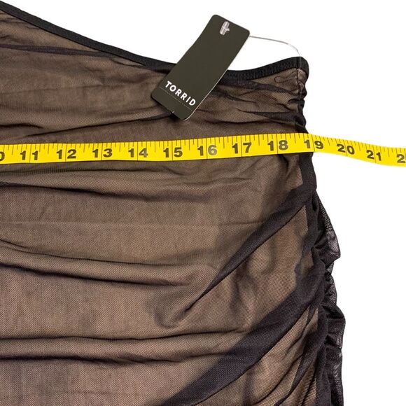 Torrid Black Mesh Top One Shoulder Contrast Lining Foxy Shirt Size 2x 18/20 - Picture 5 of 8